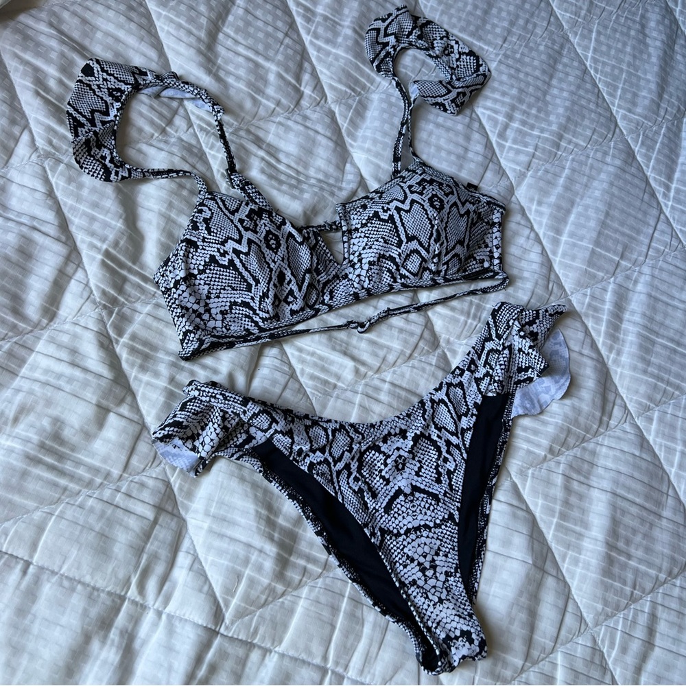 Kendall & Kylie Python Snake Ruffle Bikini Set - image 1